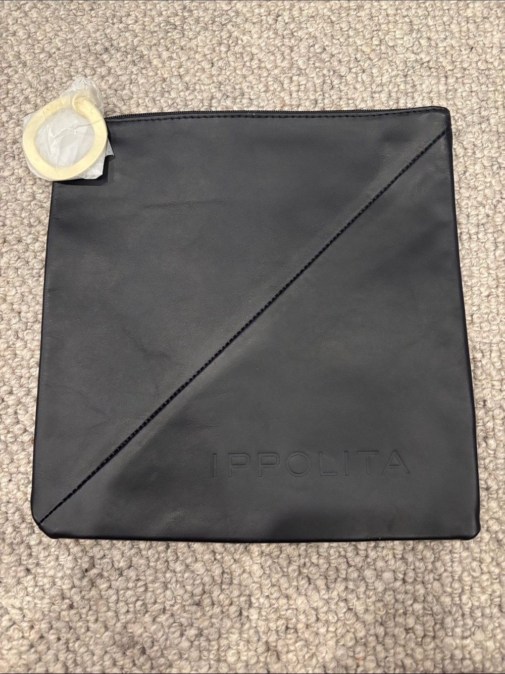Ippolita Dark Navy Leather Pouch with Gold Keyring